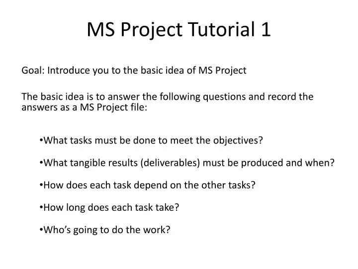 ms project tutorial 1