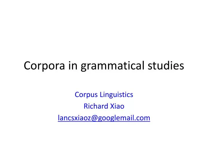 corpora in grammatical studies