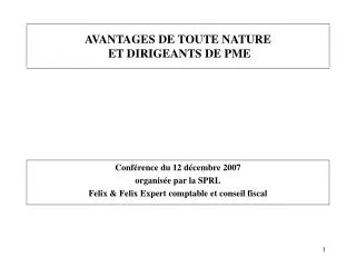 avantages de toute nature et dirigeants de pme