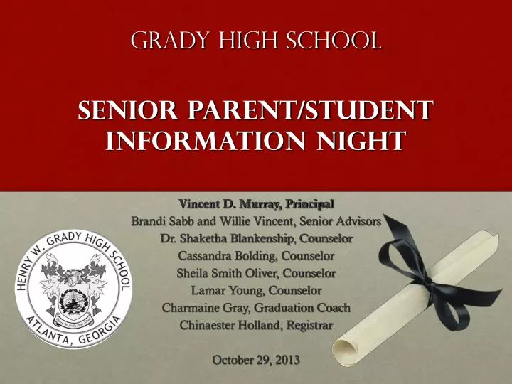 grady high school senior parent student information night