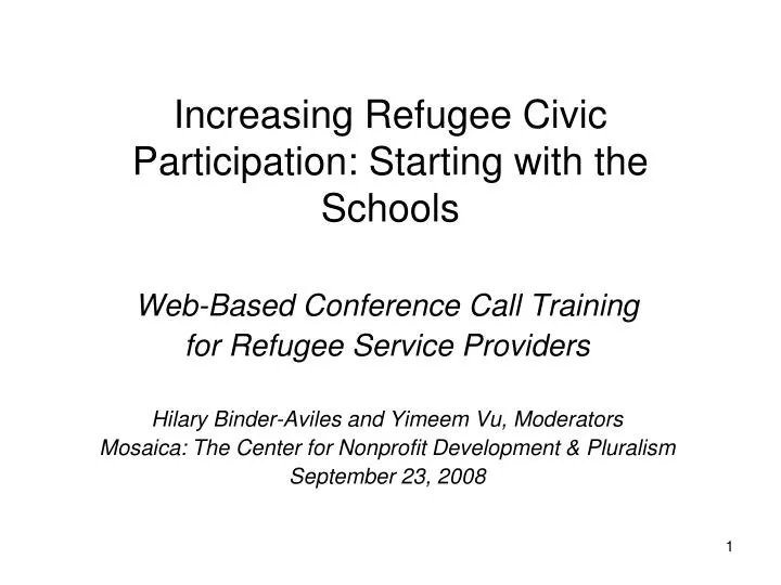 increasing refugee civic participation starting with the schools