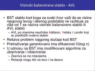 visinski balansirana stablo avl