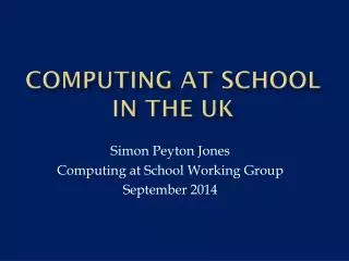 Computing at school in the UK