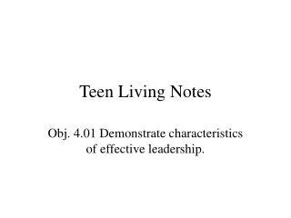 Teen Living Notes