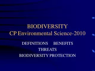 BIODIVERSITY CP Environmental Science-2010