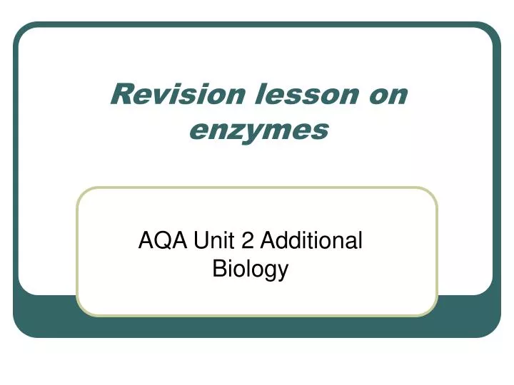 revision lesson on enzymes