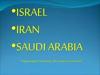ISRAEL IRAN SAUDI ARABIA