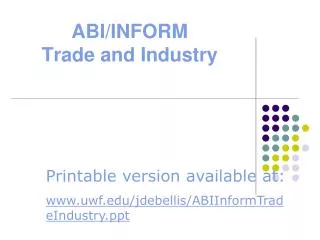 ABI/INFORM Trade and Industry