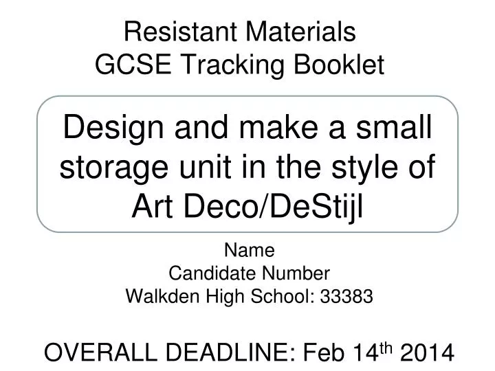resistant materials gcse tracking booklet