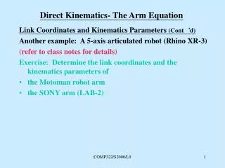 Direct Kinematics- The Arm Equation