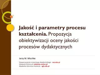 jako i parametry procesu kszta cenia propozycja obiektywizacji oceny jako ci proces w dydaktycznych