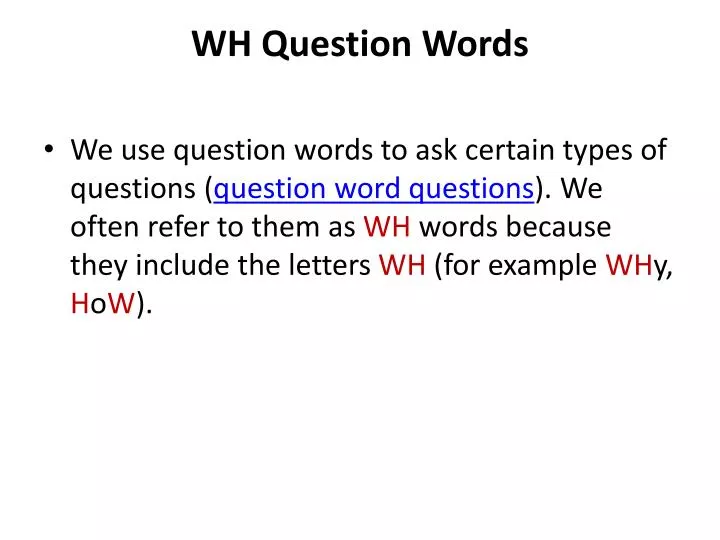 wh question powerpoint presentation