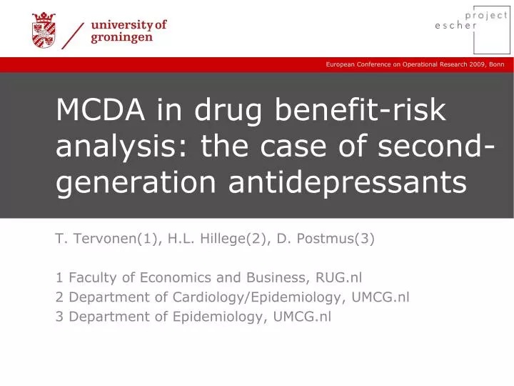 mcda in drug benefit risk analysis the case of second generation antidepressants