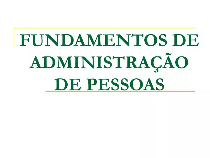 fundamentos de administra o de pessoas