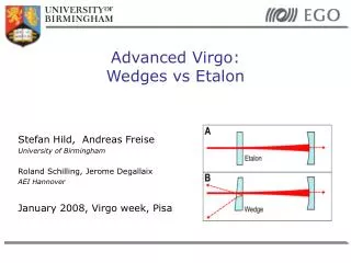 Advanced Virgo: Wedges vs Etalon