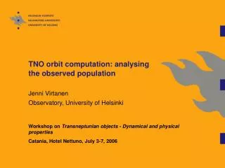 TNO orbit computation: analysing the observed population