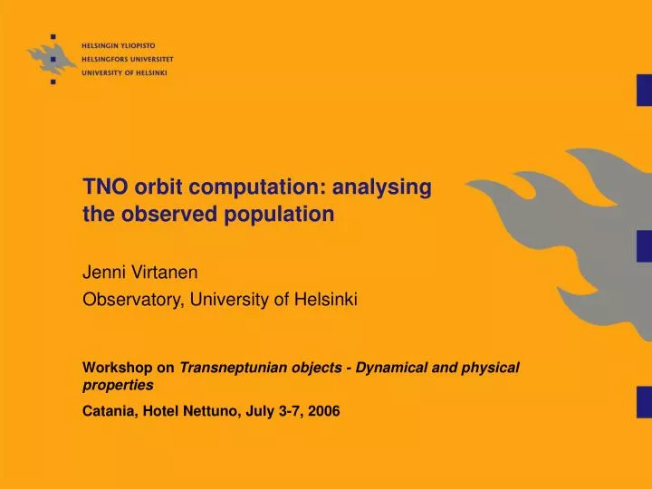 tno orbit computation analysing the observed population