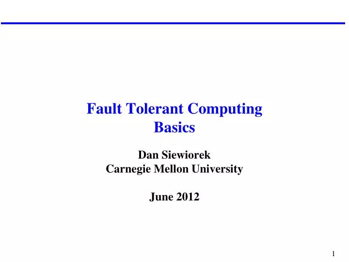 fault tolerant computing basics