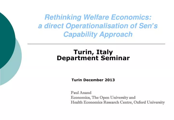 rethinking welfare economics a direct operationalisation of sen s capability approach