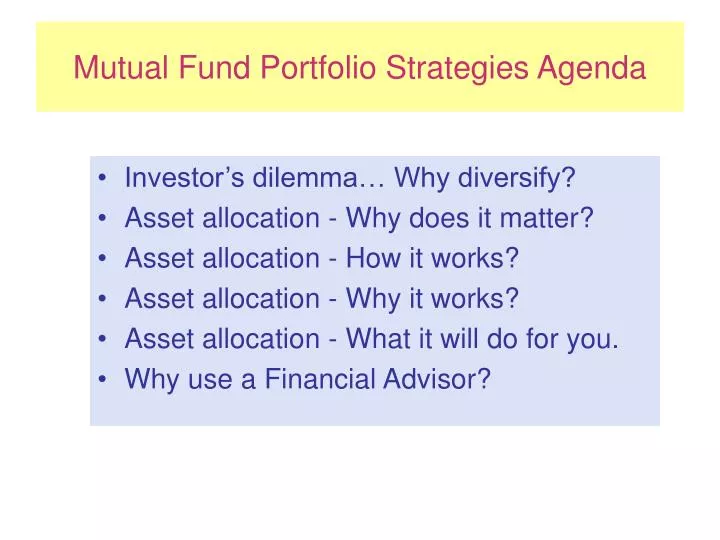 mutual fund portfolio strategies agenda