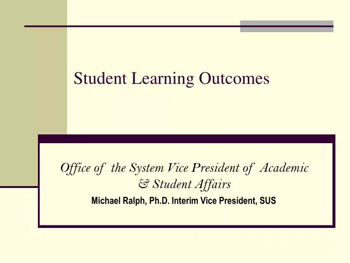 student learning outcomes