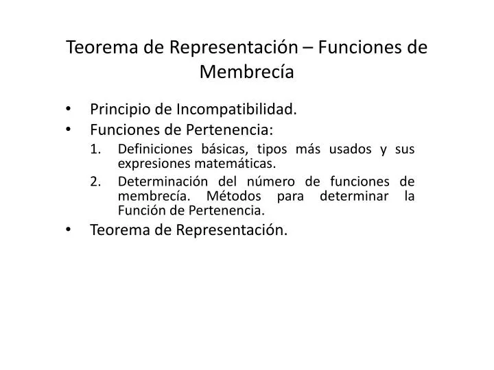 teorema de representaci n funciones de membrec a