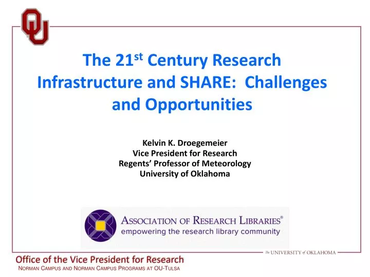 the 21 st century research infrastructure and share challenges and opportunities