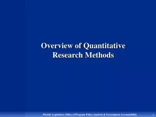 Overview of Quantitative Research Methods