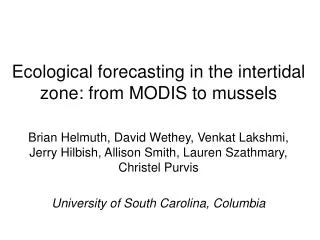 Ecological forecasting in the intertidal zone: from MODIS to mussels