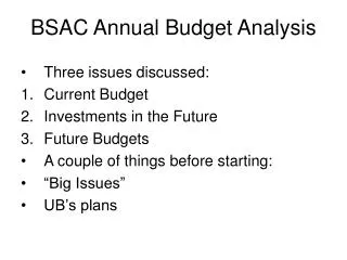 BSAC Annual Budget Analysis