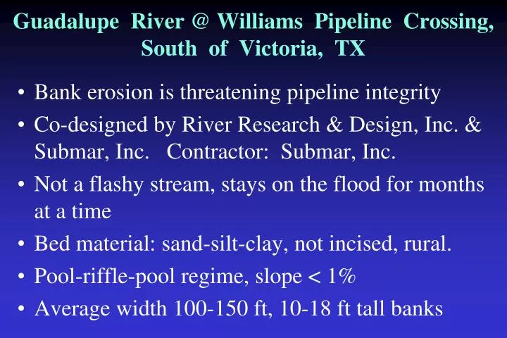 guadalupe river @ williams pipeline crossing south of victoria tx