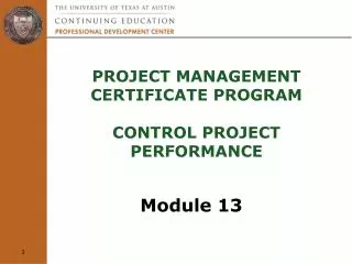 Project Management Certificate Program control project performance