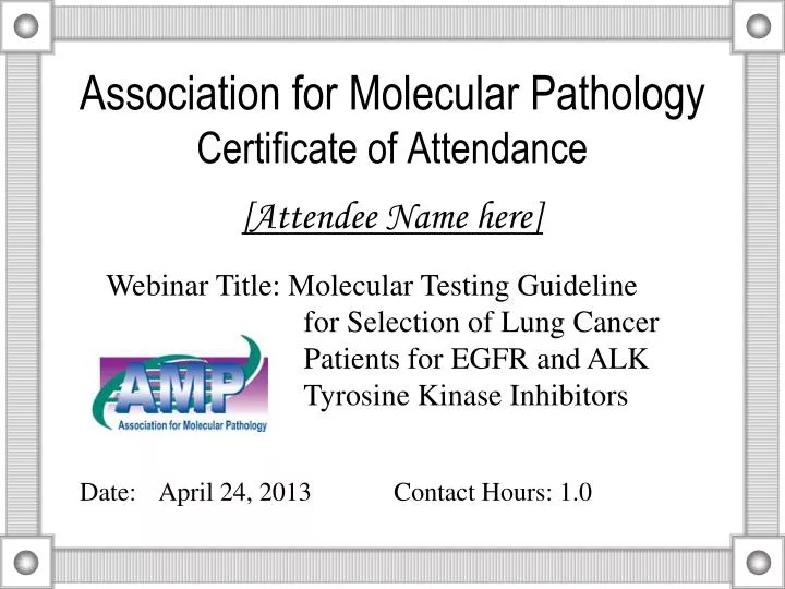 association for molecular pathology certificate of attendance