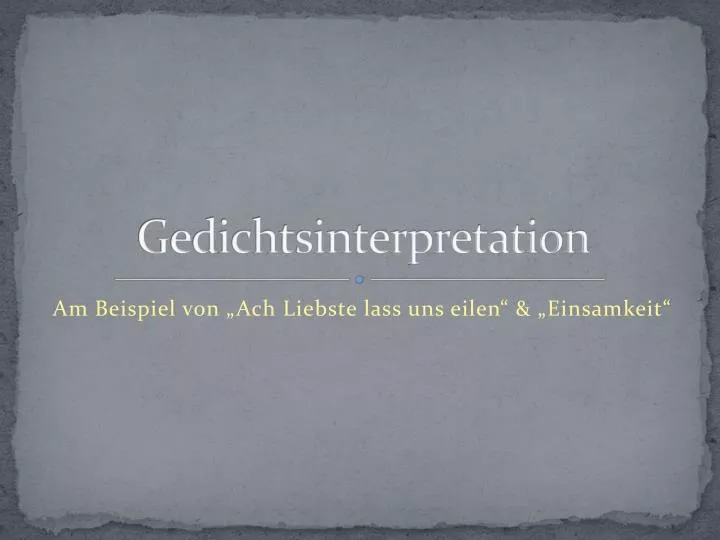 gedichtsinterpretation