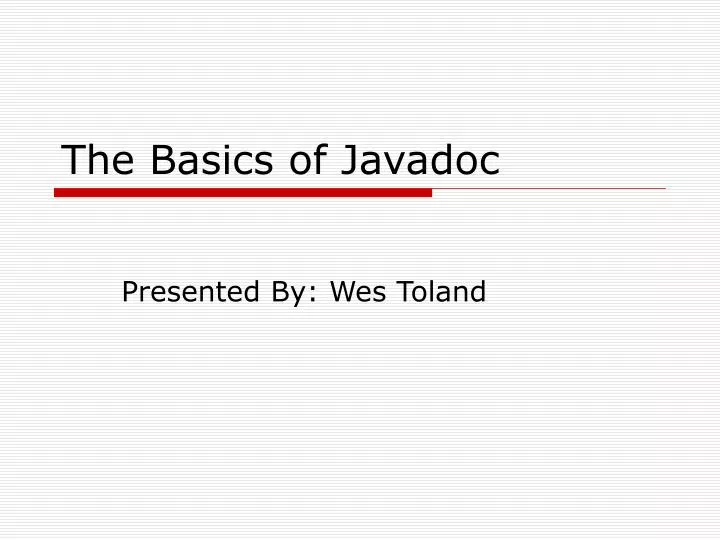 the basics of javadoc