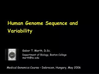 Human Genome Sequence and Variability