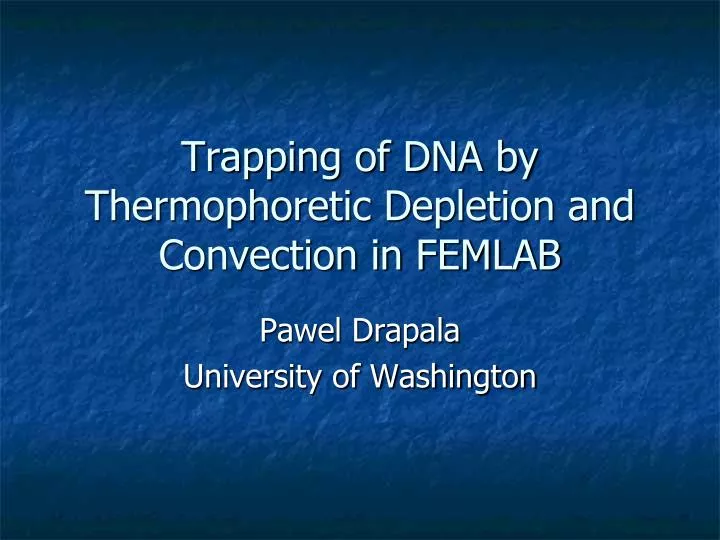 trapping of dna by thermophoretic depletion and convection in femlab