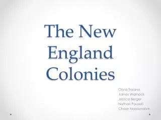 The New England Colonies