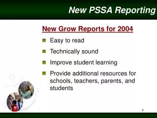 New PSSA Reporting