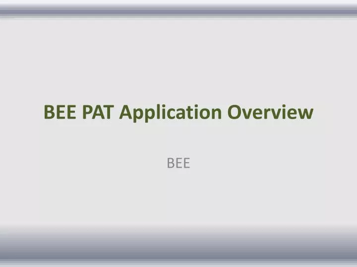 bee pat application overview