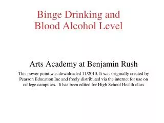 Binge Drinking and Blood Alcohol Level
