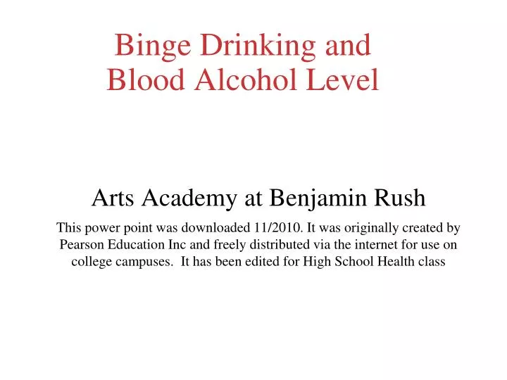 binge drinking and blood alcohol level