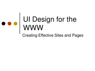 UI Design for the WWW