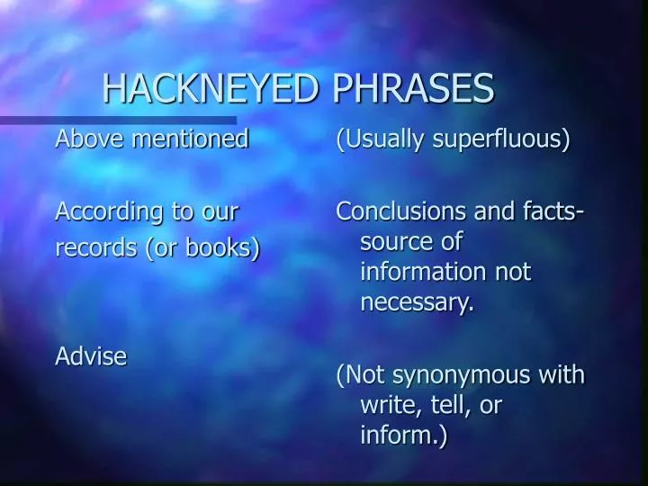 hackneyed phrases