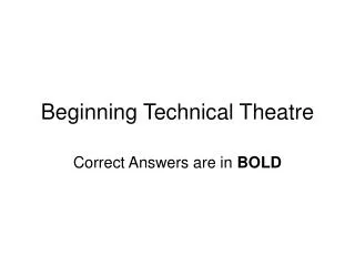 Beginning Technical Theatre