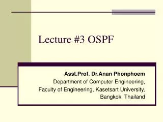 Lecture #3 OSPF