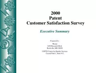 2000 Patent Customer Satisfaction Survey