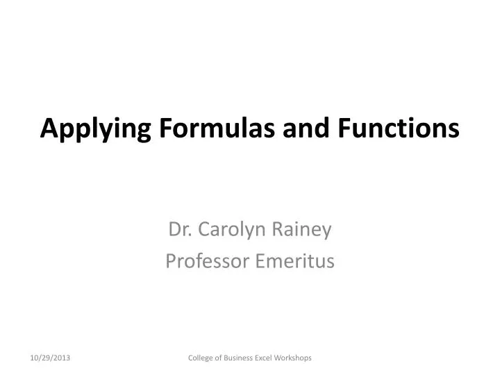 applying formulas and functions