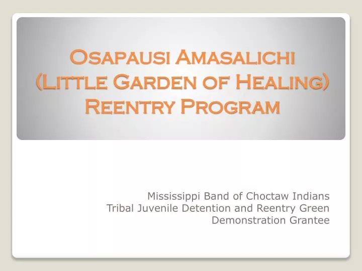 osapausi amasalichi little garden of healing reentry program