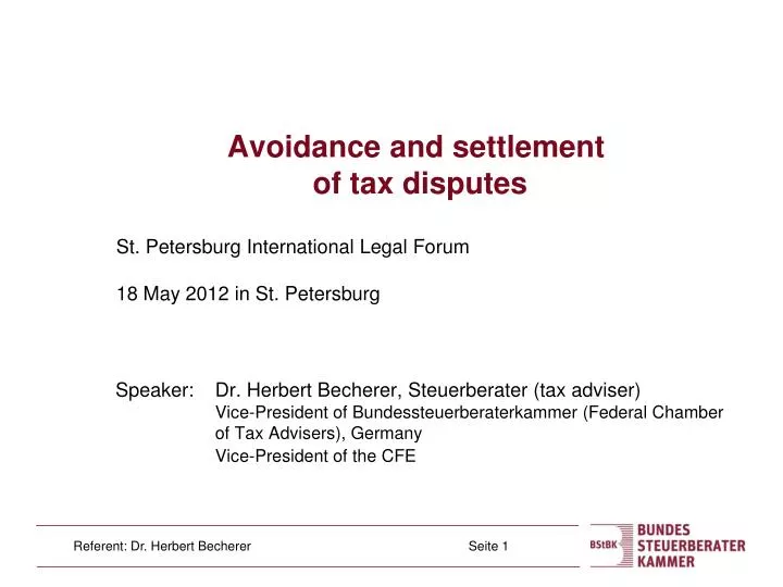 avoidance and settlement of tax disputes